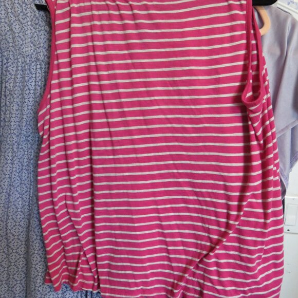 Just Be 3 X Sleeveless Tank Top Pink and White Stripes - Picture 4 of 6